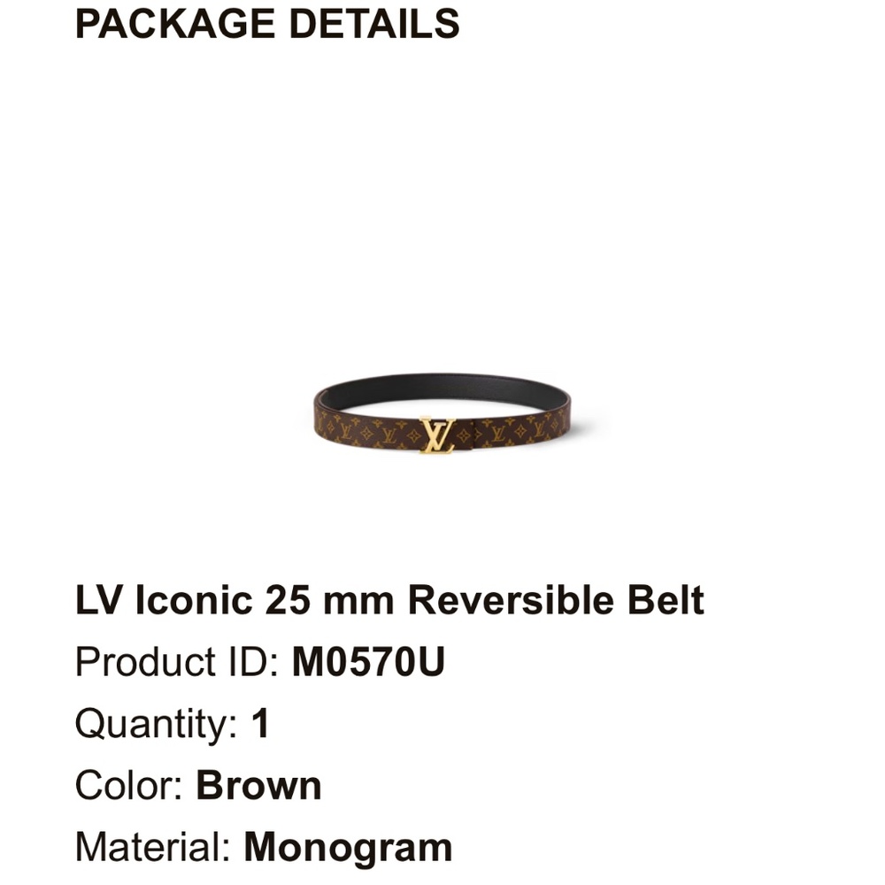 Louis Vuitton Iconic 25mm Reversible Belt size 90. - Picture 4 of 4